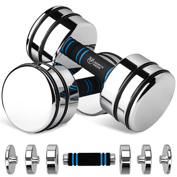 Northdeer Adjustable Dumbbell, 20lb Pair Steel Adjustable Dumbbells with Foam Handles, Silver