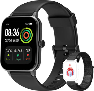 IOWODO Smart Watch Fitness Tracker 1.69'' HD Touch Screen with Heart Rate Monitor & Sleep Tracking,Temperature Detecting IP68 Waterproof Smartwatch