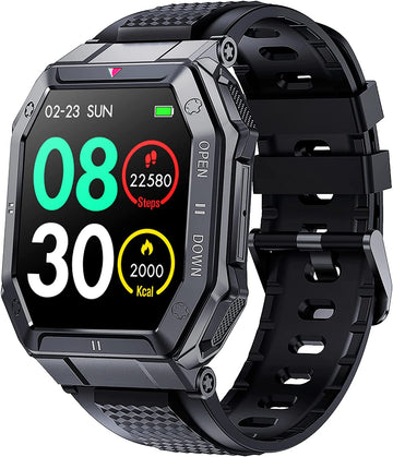 Military 100M Waterproof Rugged Tactical Smart Watch Fitness Tracker Watch with Heart Rate Sleep Monitor Pedometer Smartwatch NO BLUETOOTH CALLING