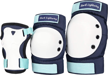 Dark Lightning Adult/Youth/Junior Knee Pads Elbow Pads Wrist Guards 3 in 1 Protective Gear
