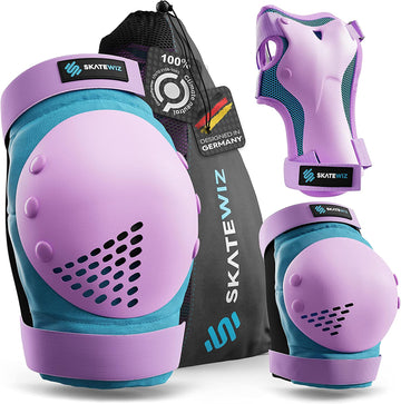 SKATEWIZ Skateboard Protective Gear Set Elbow Pads Roller Derby and Knee Pads Skating