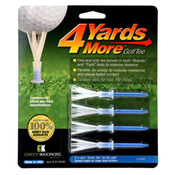 4 Yards More Plastic Golf Tees 3 1/4 in. Pack of 4 - Blue