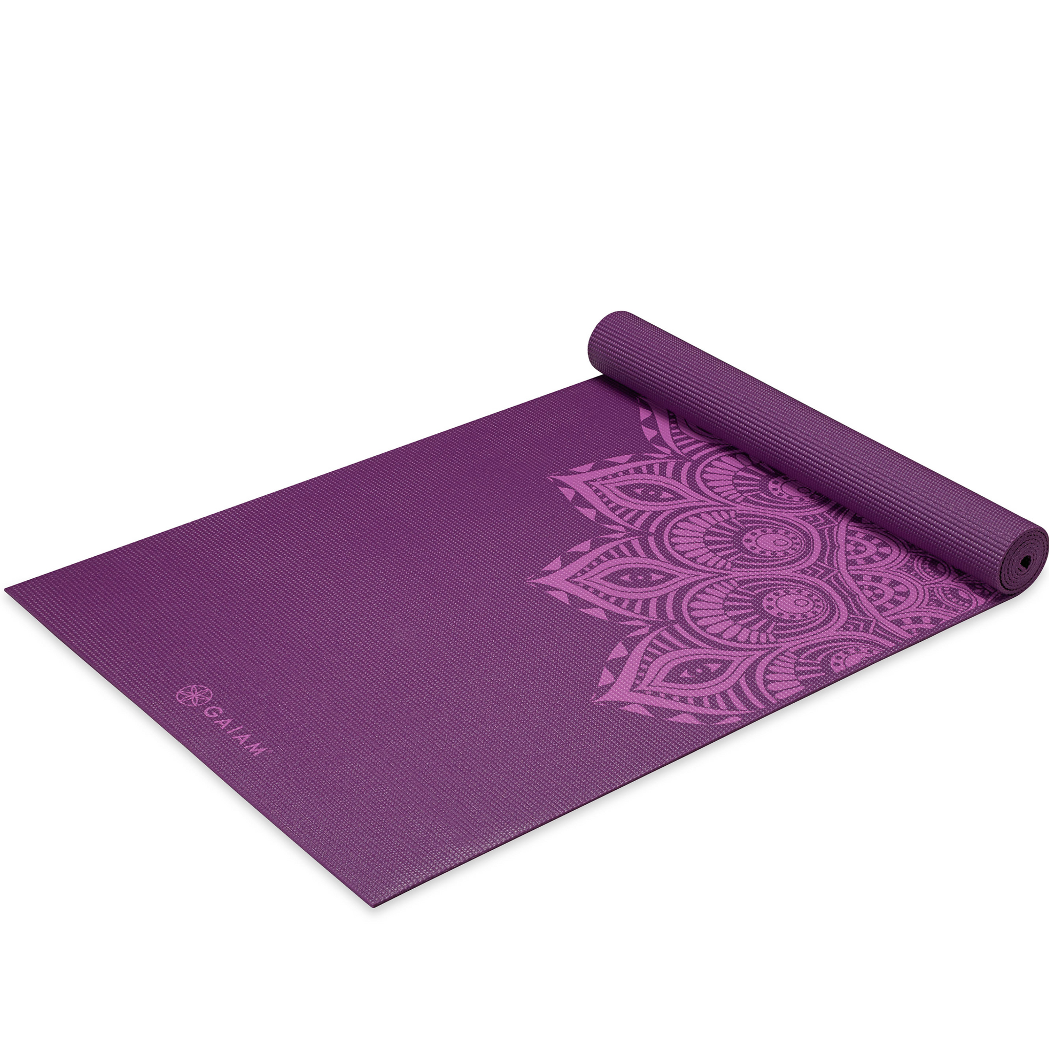 Gaiam Premium Print Yoga Mat, Purple Mandala, 6mm