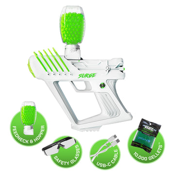 Gel Blaster SURGE, Water-Based Gel Bead Blaster with 10,000 Electric Green Gellet Pack