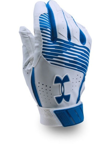 Under Armour Clean Up Batting Gloves, Medium - White/Royal