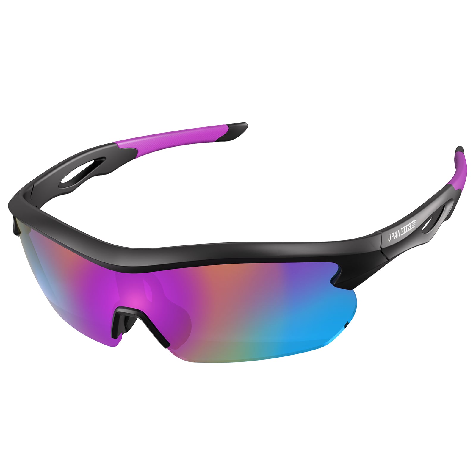 UPANBIKE Bike Cycling Sunglasses Sports Sunglasses Anti-UV400 PC Lens TR90 Unbreakable Frame Unisex Adult Goggle, Matte Black Frame/Purple Lens