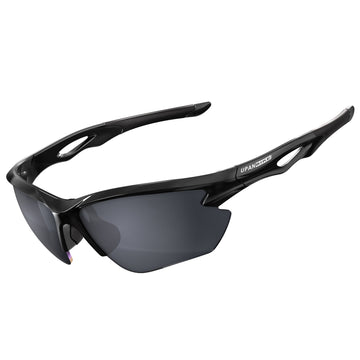 UPANBIKE Bike Cycling Polarized Sunglasses Anti-UV400 Sports Running Sunglasses TR90 Unbreakable Frame Adult Unisex Goggles, (Glossy Black Frame/Black Lens)