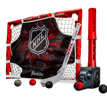 Franklin Sports Knee Hockey Goal Set - Mini Hockey Stick Set - Automatic Ball Passer, Goal & Target Set