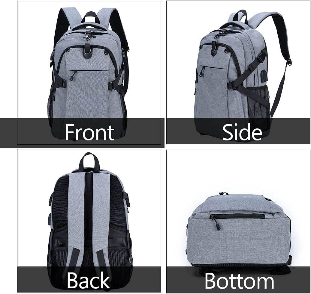 Widfre Basketball Backpack with USB Charging Port, Durable Men's Laptop Backpack for Outdoor with Ball Compartment (Gray)