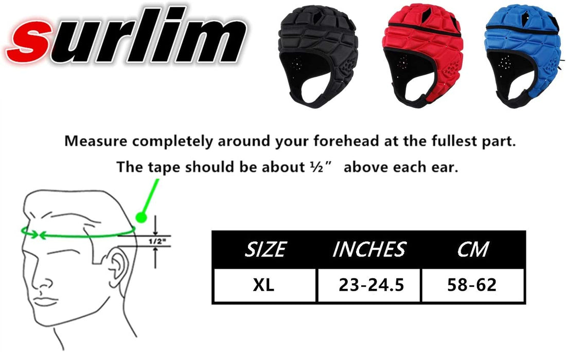 surlim Rugby Soft Helmet Soccer Headgear Scrum Cap 7v7 Flag Football Headguard,XL