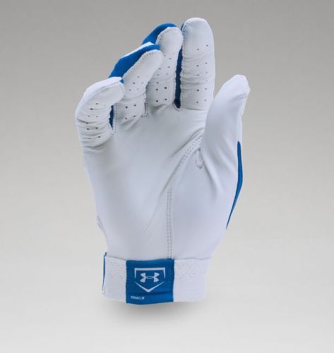 Under Armour Clean Up Batting Gloves, Medium - White/Royal