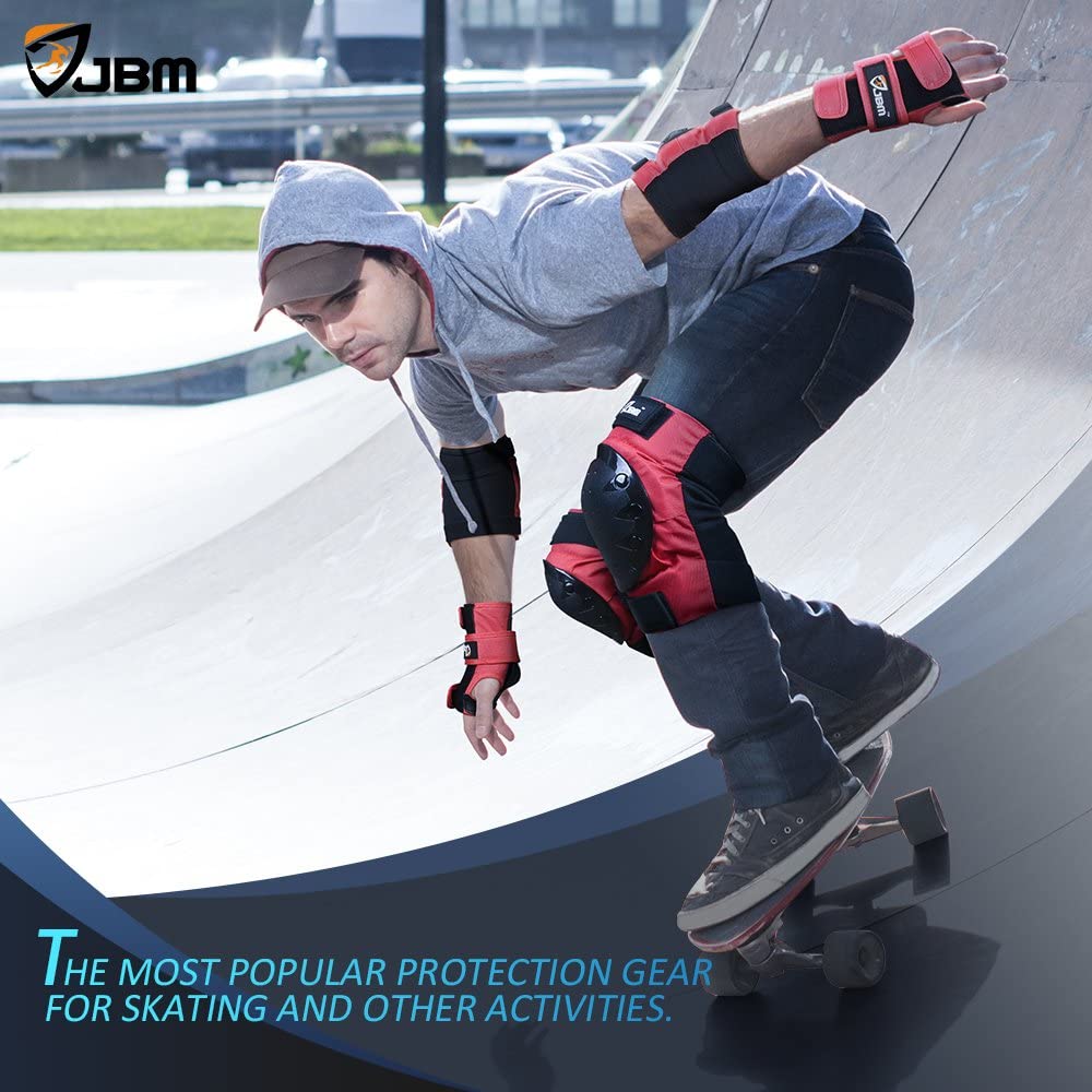 JBM Adult/Child Knee Pads Elbow Pads Wrist Guards 3 in 1 Protective Gear Set for Multi Sports Skateboarding Inline Roller Skating Cycling