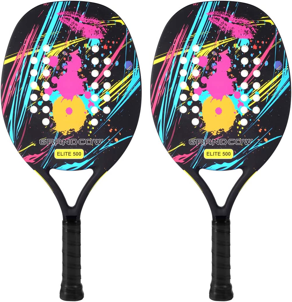 GRANDCOW Beach Tennis Paddle Racket Carbon Fiber with EVA Memory Foam Core Tennis Padel