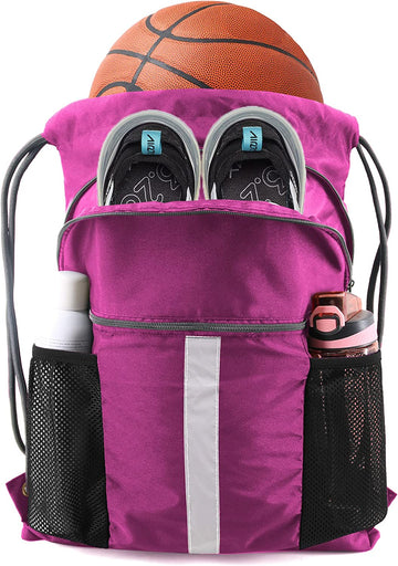 BeeGreen Drawstring Backpack Bag with Shoe Compartment String Cinch Sackpack for Unisex