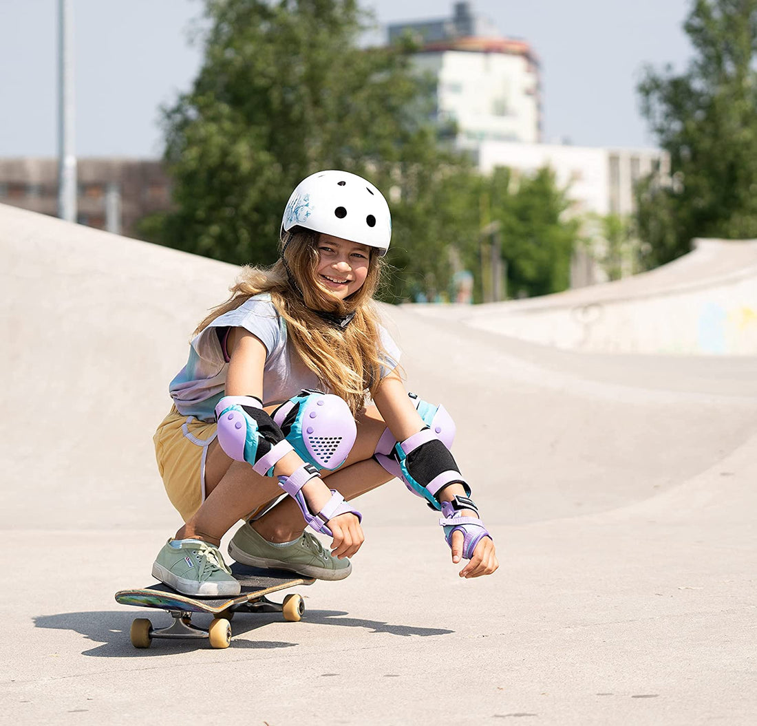SKATEWIZ Skateboard Protective Gear Set Elbow Pads Roller Derby and Knee Pads Skating