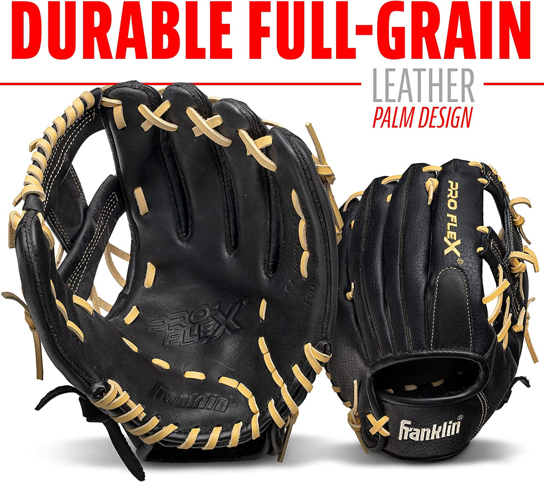 Franklin Sports ProFlex Baseball Softball Glove - Baseball + Fastpitch Softball Outfield Mitt - Left Handed Throw