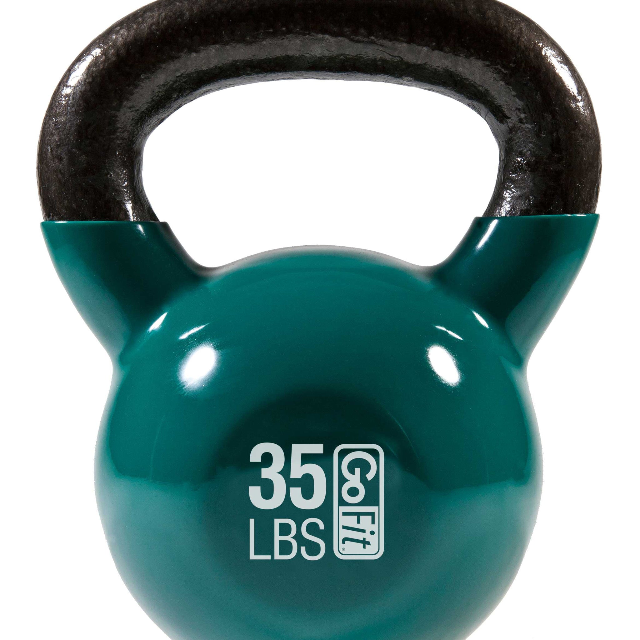 GoFit Classic Vinyl Coated Kettlebell with DVD and Training Manual 35lb - Green