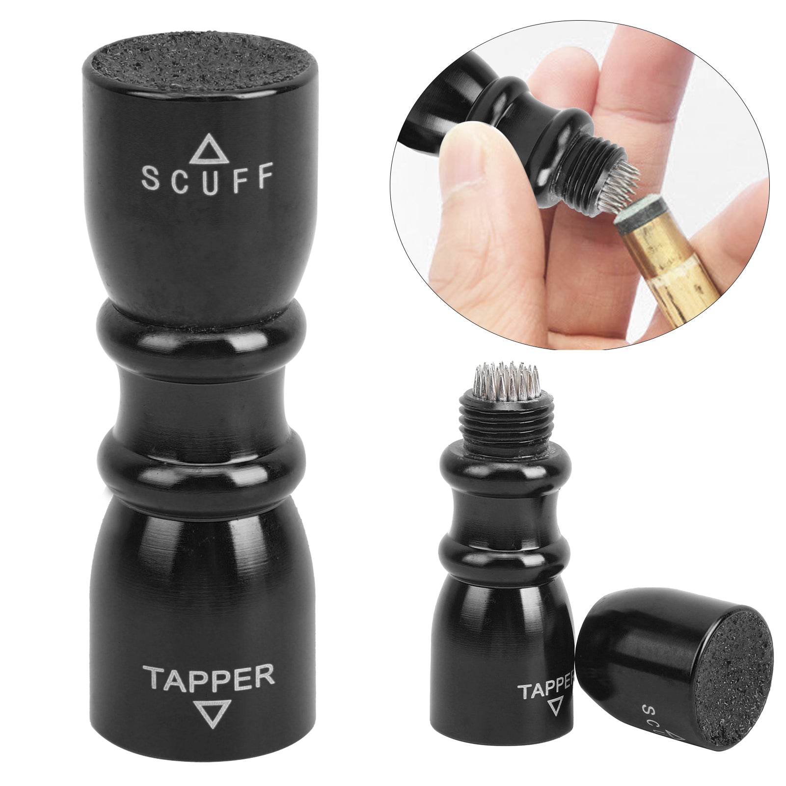 TOPINCN 3 in 1 Billiard Tip Tool Pool Stick Tip Shaper Tapper Stainless Steel Repair Tool Kit,Stainless Steel Cue Tip Tool