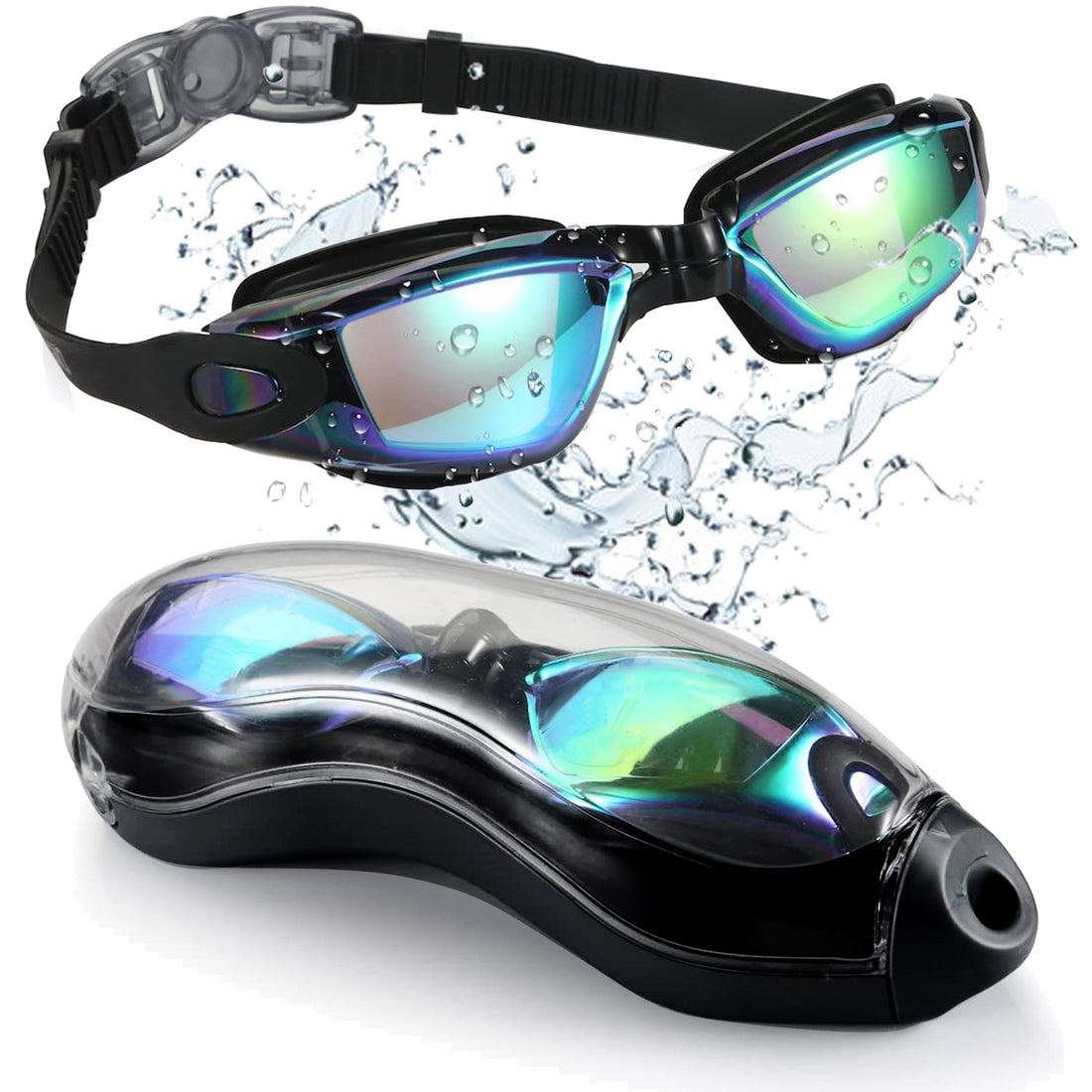 Semfri Swim Goggles Black Swimming Goggles No Leaking Full Protection Adult Men Women Youth