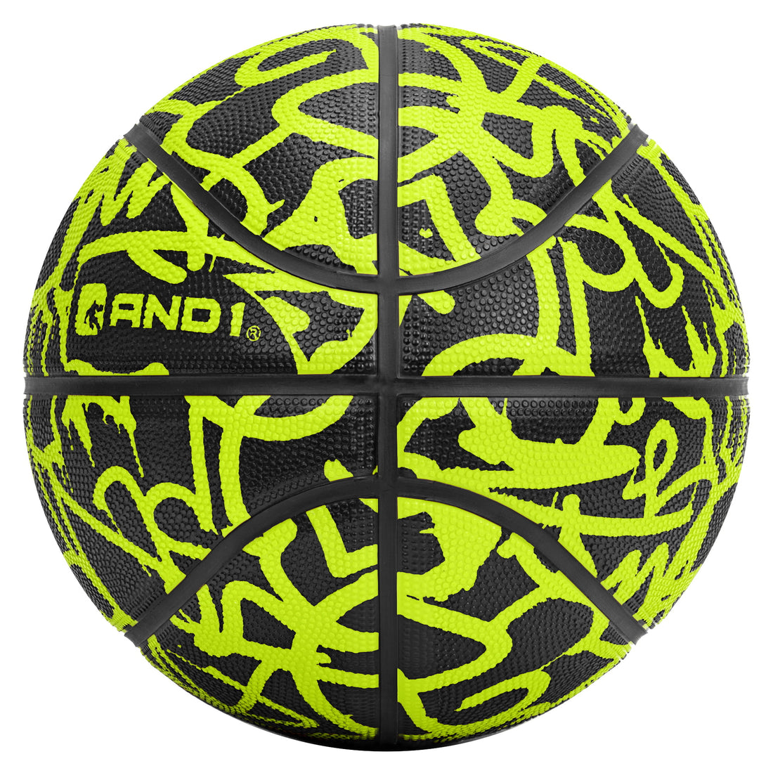 AND1 Graffiti Printed Rubber Basketball, Volt & Black, 27.5"