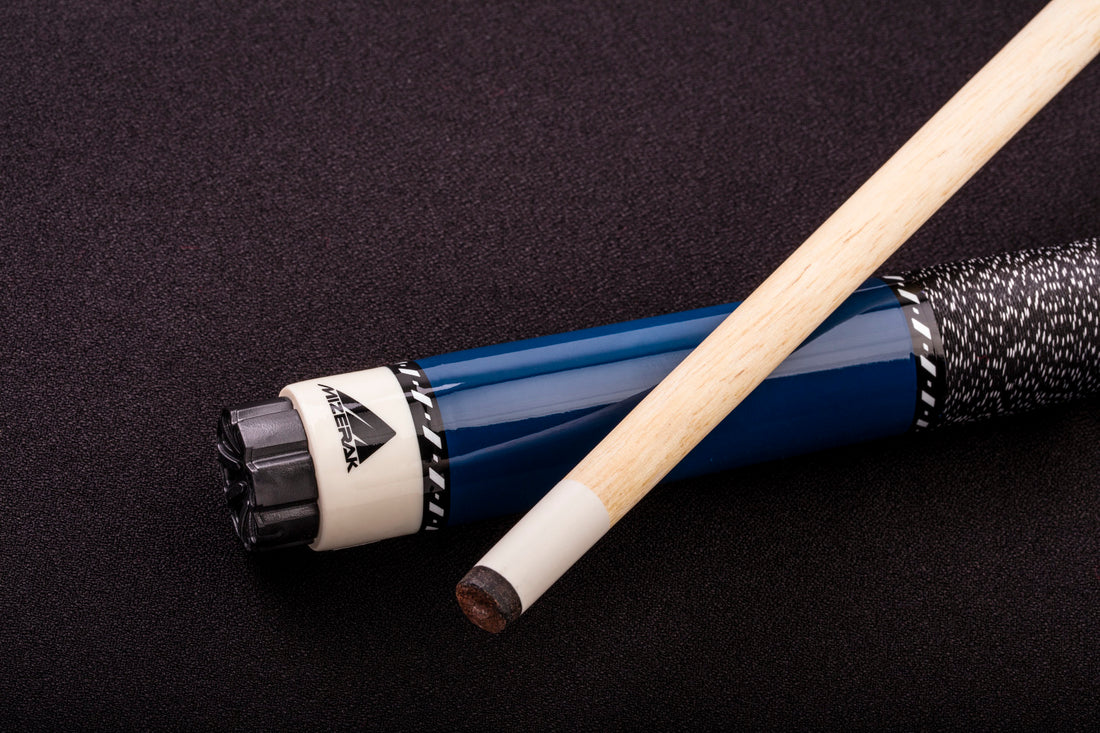 Mizerak 57 In. House Cue (2-Piece) with 12 mm Ferrule with Leather Tip, Hardwood Construction and High Gloss Finish, Blue