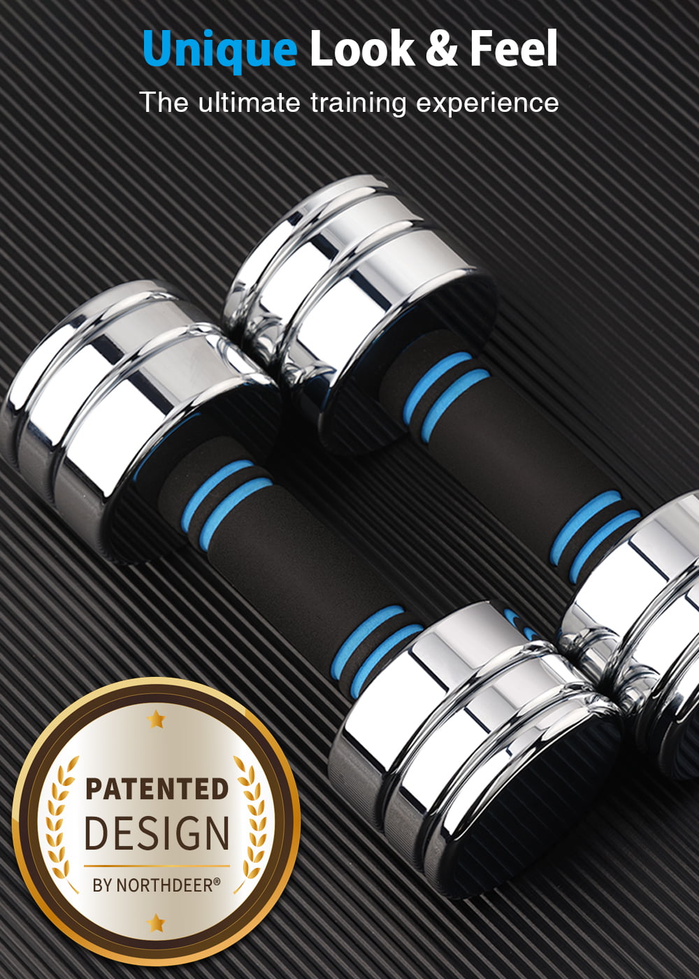 Northdeer Adjustable Dumbbell, 20lb Pair Steel Adjustable Dumbbells with Foam Handles, Silver