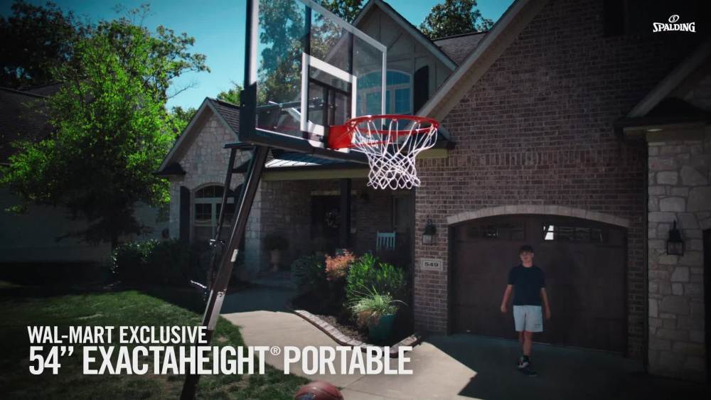 Spalding 54 In. Shatter-proof Polycarbonate Exacta height® Portable Basketball Hoop System